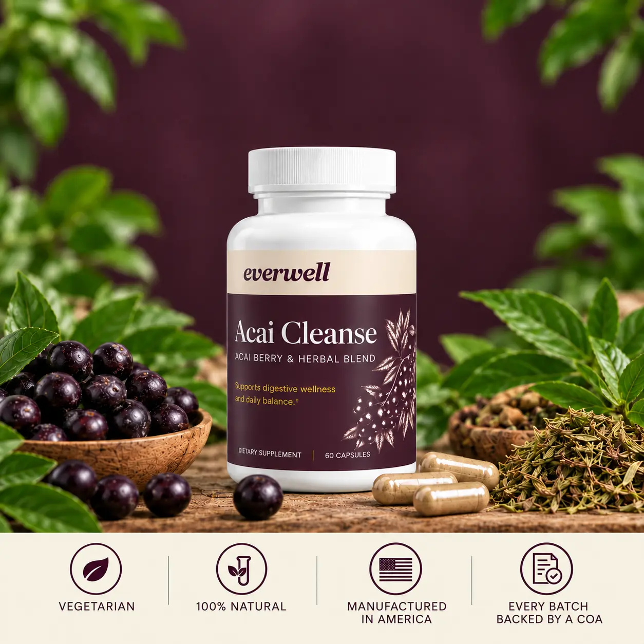 Acai Cleanse Wellness Supplement, Natural Detox Support for Daily Nutritional Boost
