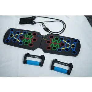 1 multi-functional folding chest press board with 2 resistance bands – home and gym exercise equipment for full-body strength training – portable fitness board for chest, abdominal, arm and core muscle exercises