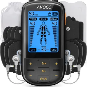 3-in-1 TENS Machine for Gradual Back Pain Relief Therapy, Rechargeable EMS Unit Massager with 12 TENS Electrode Pads, a Storage Bag