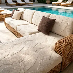 Modern Cream Leaf Pattern Sofa Cover, Non-Slip Dust-Proof, Soft Skin-Friendly, Pet-Friendly, Outdoor Sofa Protector