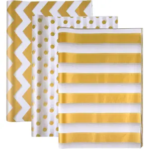 100 count  White Tissue Paper Bulk 3 Style Decorative Metallic Wrapping Paper for  Bags Birthday Christmas Party Decoration, DIY Arts Crafts  Dot Wave Design Patterned(100 Sheet)