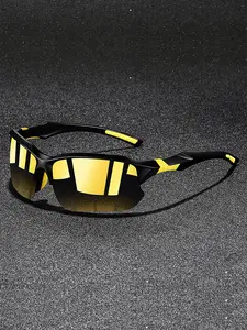 The latest half-frame feature anti-dazzle,anti-glare,and UV400 protection,sun protection during the day and clear visibility is provided at night.have a lightweight frame resistant to slipping Sports Outdoor Sunglasses