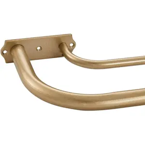 Antique Gold Adjustable Double Curtain Rods for 48-84 Inch Window, Room Darkening Wrap Around Double Drapery Rods with 1-Inch Front and 5/8 Inch Back
