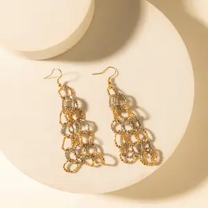 Western Cowgirl Earrings, 3.5-Inch Statement Cascading Loops, Layered Iron Metal Boho Jewelry for Women