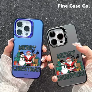Christmas Phone Cases Cheerful Christmas Icon Santa Claus Snowman TPU Phone Case Anti Fall Shockproof Protective Cover for iPhone 17 Pro Max 16 Pro Max 15 Plus 14 Pro 13 12 & Samsung Galaxy S25 Ultra S24 Plus S23