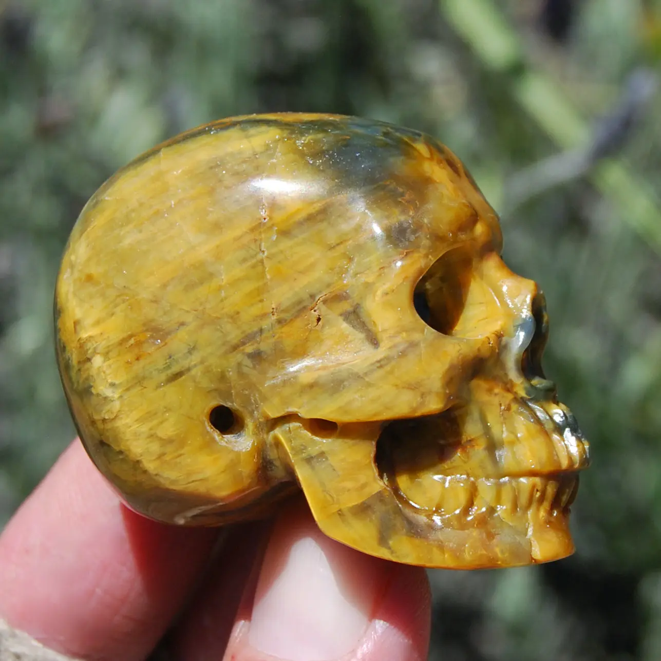 2in Flashy Nellite Pietersite Carved Crystal Skull
