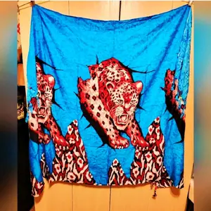 Leopard Print Sarong Bikini Cover Up Wraps in Vibrant Blue for Beachwear