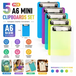 5 Pcs A6 Mini Clipboards Set – 4.7x7.3" Colorful Plastic Pocket Clipboards for Classroom, Office & Restaurant Organization (Dopamine Color Scheme)