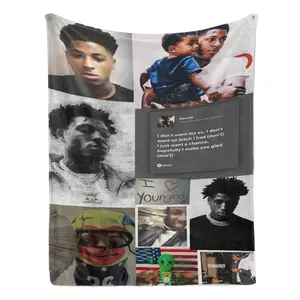 YoungBoy Never Broke Again Rapper Collage Flannel Fleece Throw Blanket, Ultra Soft Cozy Warm Plush Blanket for Hip Hop Rap Fans, Trendy Music Star Decor for Couch Bedroom, Lightweight All Season Blanket Perfect Gift for Teens Adults