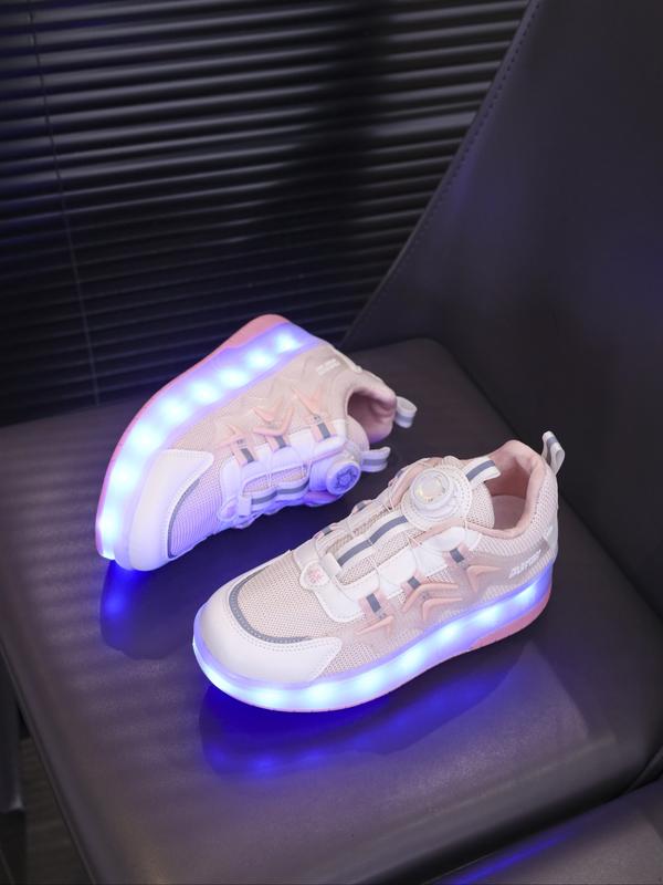 USB Charging LED Colorful Glowing Shoes, Night Light Roller Skates, Parent-Child Mesh Kids Shoes, Sports Sneakers, Fashionable Skate Shoes