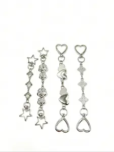 Bag Extension Chain, Short Bag Chain with Heart Design, Gemstone Flower Petal Chain, Rose Chain, Clover Chain for Bags Accessories