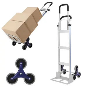 Garvee Heavy Duty 2-in-1 Aluminum Stair Climbing Hand Truck Dolly - Convertible Cart with Dual Handles & Triangle Wheels - 650 lbs/200kg Capacity - Rolling Computer Stand for Office, Warehouse