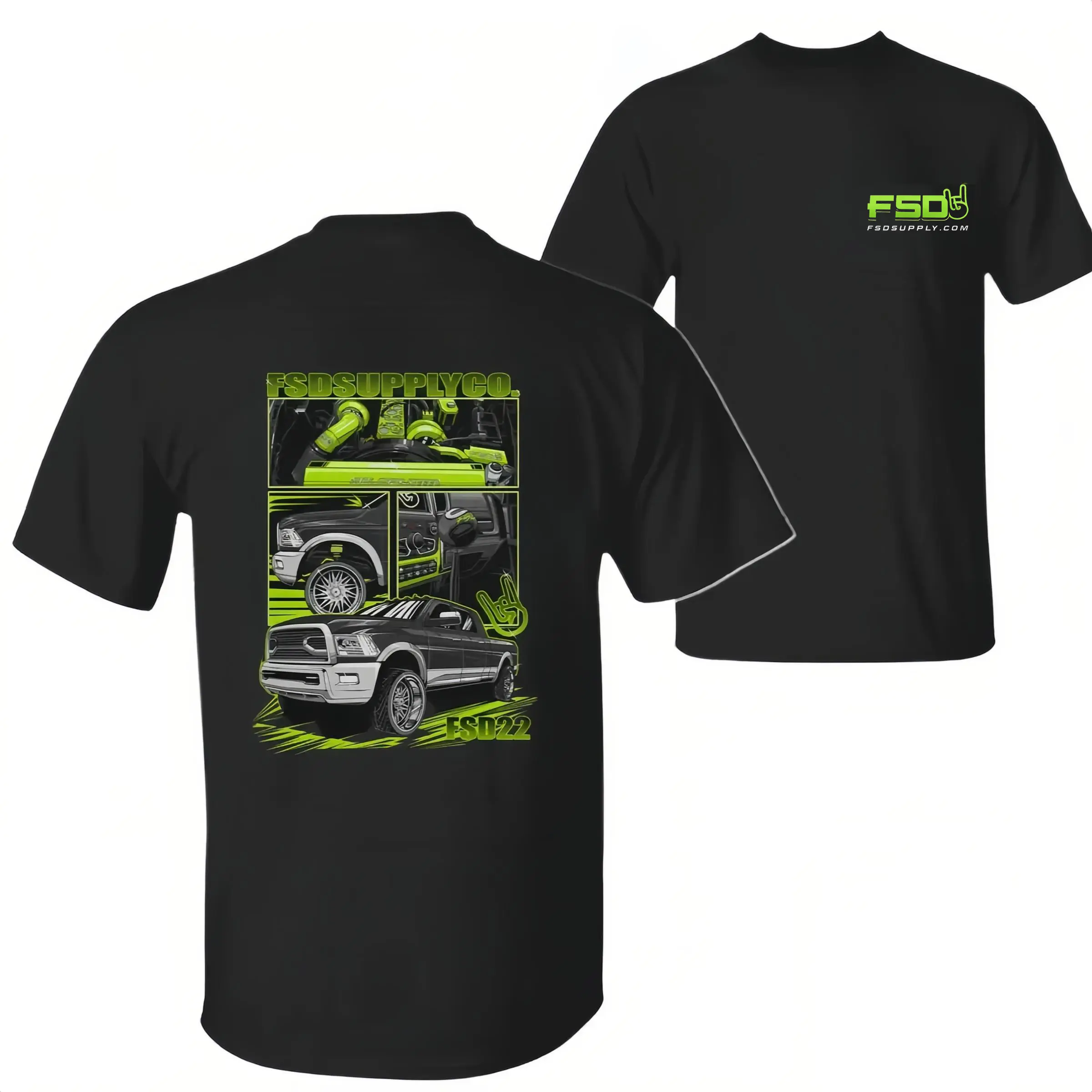 [100% Cotton] FSD Supply Co Diesel Truck Graphic T-Shirt, Green Performance Engine Inspired Automotive Streetwear Tee, Casual Shirt for Men,shirt men,shirts for men graphic tees