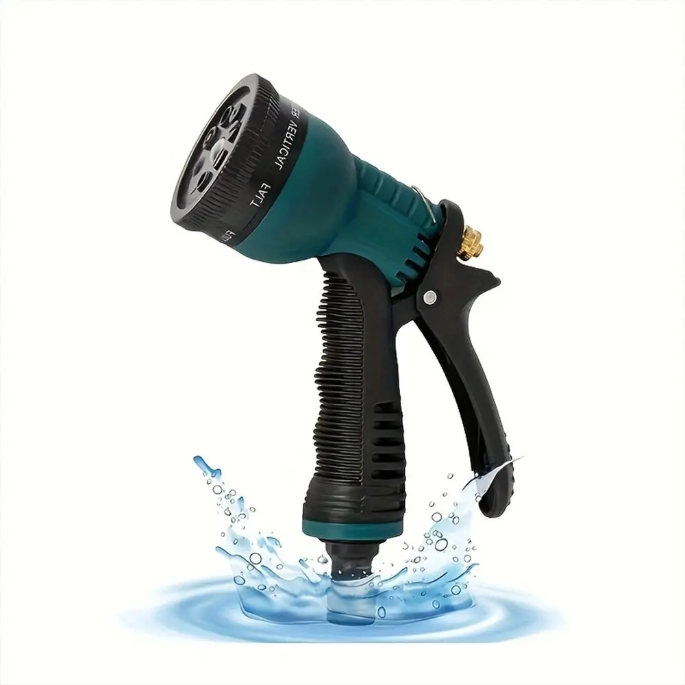 Heavy Duty High Pressure Garden Water Gun Nozzle - 8 Adjustable Spray Modes (Full-Width Fan, Fine Mist, Center Jet, Cone), Durable Leakproof Ergonomic Design for Car Washing, Outdoor Cleaning Tasks