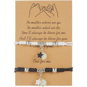 Pinky Promise Distance Matching Bracelets Luminous Love Charms Luck Beracelets for   Couple Family Women Men-Astronaut Charm