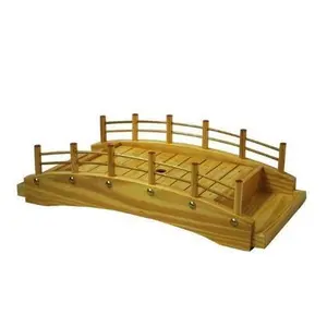 THY COLLECTIBLES 18-in Bridge Shape Wooden Sashimi Sushi Serving Plate Tray, with Removable Panel, Commercial-Grade for Home, Party Use