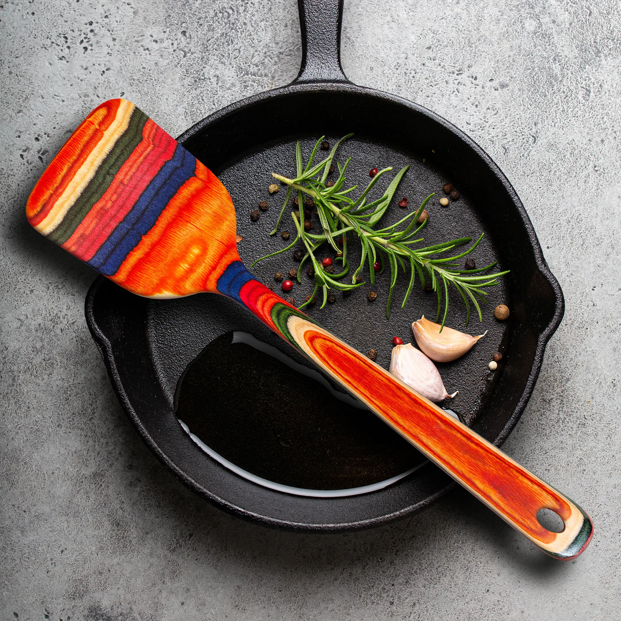 Baltique Marrakesh Collection Spatula, 12-1/2" - Wooden Kitchen Utensil with Colorful Rainbow Design for Flipping, Turning & Serving - Safe on Non-Stick Cookware