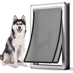 Aluminum Alloy Extra Large Dog Door, Suitable for Doors, Opening Size: 24.4inch Height x 13.8inch Width, Heavy Duty Dog Door with Fully Enclosed Magnetic Flap, Extreme Weather Dog Door, Giant Dog Door (Silver, Extra Large) Pet Door