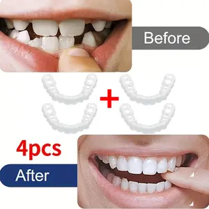 4pcs White Braces-Suitable For Men And Women Soft Adjustable Up And Down Braces2 Accessories-Easy To Clean, Comfortable, Natural Beauty Smile - Great Gift For Christmas