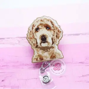 Goldendoodle Badge Reel: Retractable Dog ID Holder
