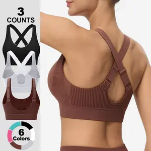 High Impact Sports Bra for Women,Crisscross Back with Adjustable Straps,Padded Seamless Push Up Workout Bra for Running Yoga Sporty Breathable Bras