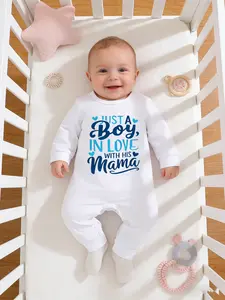 Cute Baby Boys and Girls Casual with Letter Print, Long Sleeve Bodysuit for 1 to 18 Months, Comfortable Fall and Winter Wear, Infant Toddler Clothes, Baby Clothing
