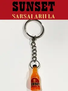 Fallout New Vegas Sunset Sarsaparilla Bottle Keychain - 1.25in Collectible Gaming Accessory