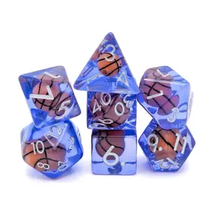 Basketball Resin DnD Dice Set - 7-Piece RPG Dice for Tabletop Games, Board Games