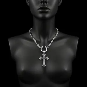 1 Piece Hip Hop Punk Style Necklace Retro Fashion Cross Pendant Exquisite Necklace Men's and Women's Daily Wear Party Jewelry Gifts