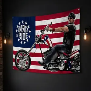 Toby Keith American Ride Flag Tapestry, Horizontal single-layer flag