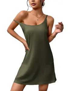 ZEAGOO DealsForYouDays Womens Nightgowns for Women Cotton Sleepwear Adjustable Spaghetti Strap Sleepshirt Racerback Sleep Dress with Pockets S-3XL