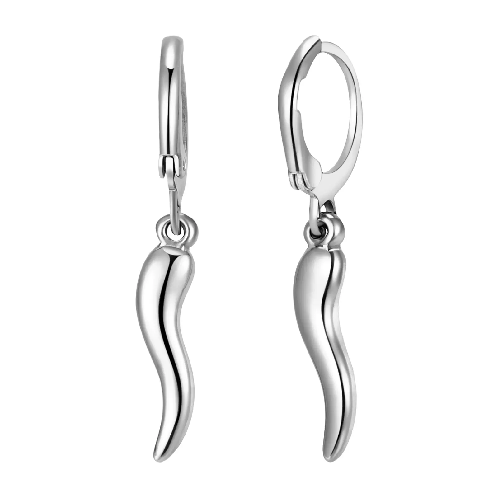OIDEA Women's Silver Anti-Rust Stainless Steel Italian Style Faux Horn Drop Earrings, Latin-Inspired Cornicello Lucky Amulet Hoop Dangles, Sicilian Charm Gift Pair, Italian Style Earrings, Anti-Rust Steel Earrings