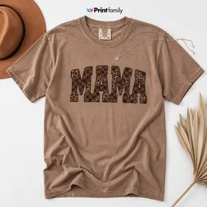 Comfort Colors Leopard Mama TShirt, Mothers Day Gift Mom T-Shirt, Retro Mama Tee, Gift For Mom, Mama TShirt Leopard, Mama Tee - Printfamily
