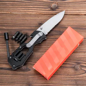 Multitool pocket Knife 9 in 1,with Saw , precision Blade,Screwdrivers,Bottle Opener, Portable Folding knife for Camping,Outdoor Survival ,Perfect Gifts for Lover Camping Knife lightweight edc sharp stainles steel built-in flashlight One-Handed Button Lock