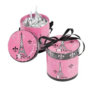 Charming Perfectly Paris Hat Favor Boxes with Ribbons - 8 Pc.