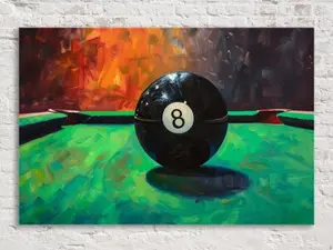 Unframed Poster Print, Classic 8 Ball Pool Table Scene Art, Billiards Lovers, Gallery-wrapped Artist , Ready to Hang, Available in Extra Large Size