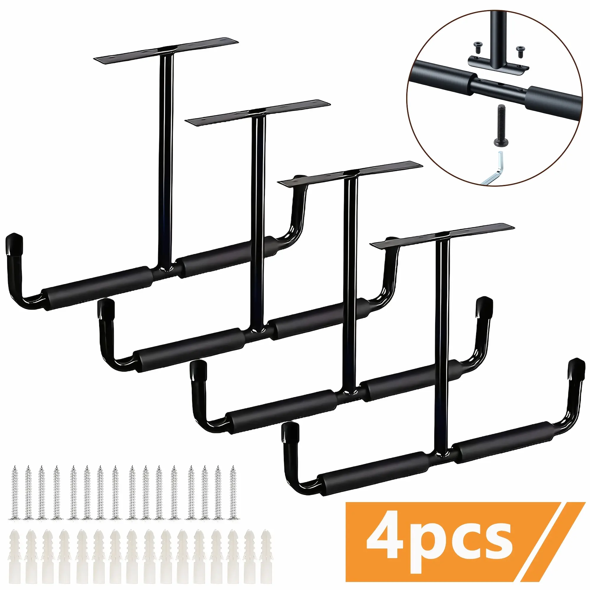 Heavy-Duty Modular Garage Ceiling Storage Hook Rack (2pcs/4pcs) - Detachable, Space-Saving, Ideal for Hanging Kayaks, Ladders, Hoses, Wood - For Garage, Garden Workshops