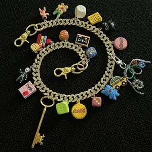 Dopamine Series Gold-Plated Diamond Cuban Chain Bag Pendant Accessory