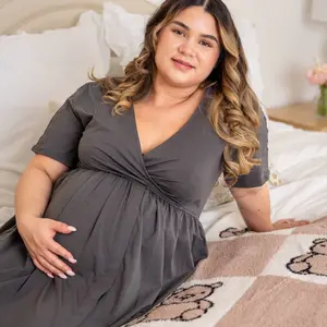 Baby Bliss 3-in-1 Labor, Delivery & Nursing Gown – Vara (Sleeved Gown)