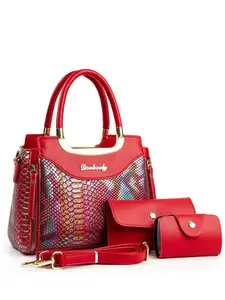 High-End Elegant Handbag Set, Trendy Gradient Color Block, Four Seasons Versatile Classic Fashion Bags, Three-Piece Suite, Pu Leather Handbag, Elegant Purse