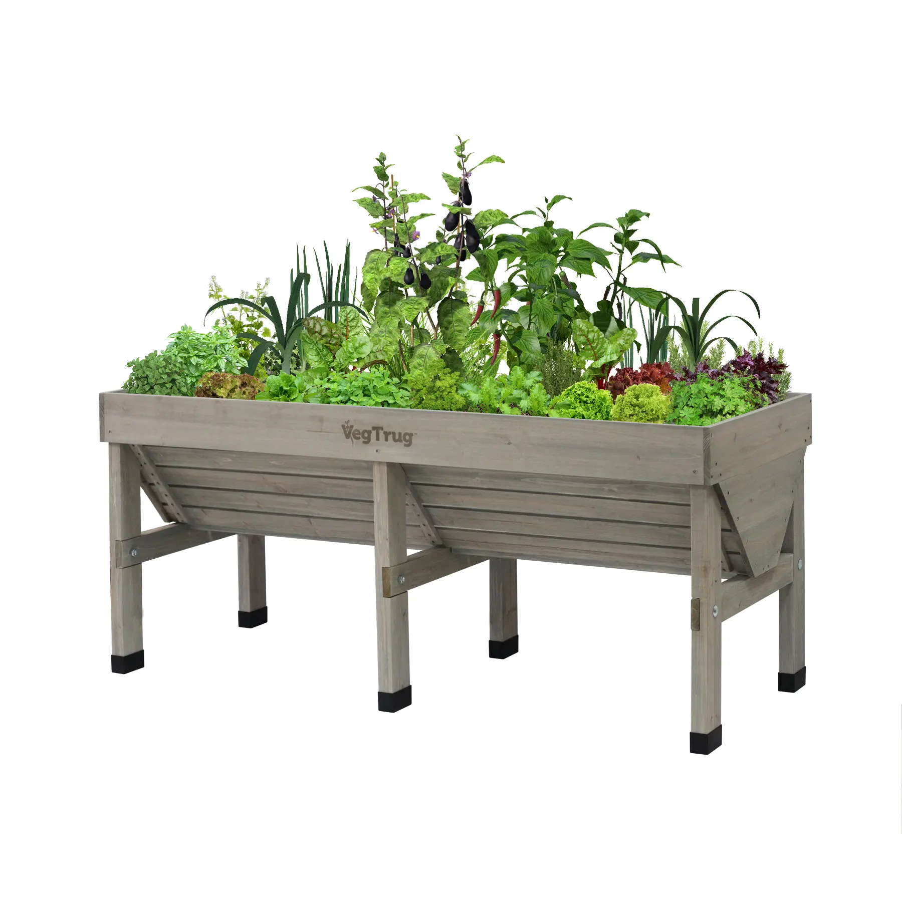 VegTrug Classic Raised Bed Cedar Wood Planter, Grey Wash, Medium 1.8m