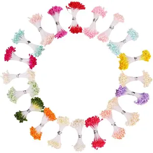 20 Bundles 1700 Pieces Assorted Color 3mm Pearl Flower Stamen for Card Making Decoratiaon