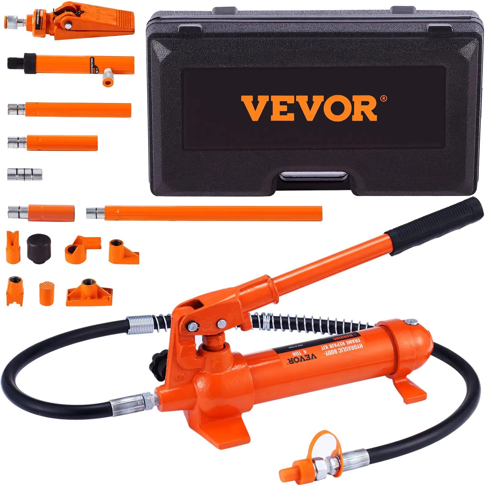 【summerfinds】VEVOR 4 Ton/8800 LBS Porta Power, Portable Hydraulic Ram with 3.9 ft/1.2 m Oil Hose, Auto Body Frame Repair Kit with Storage Case for Car Repair, Truck, Farm,father'sdaygifts