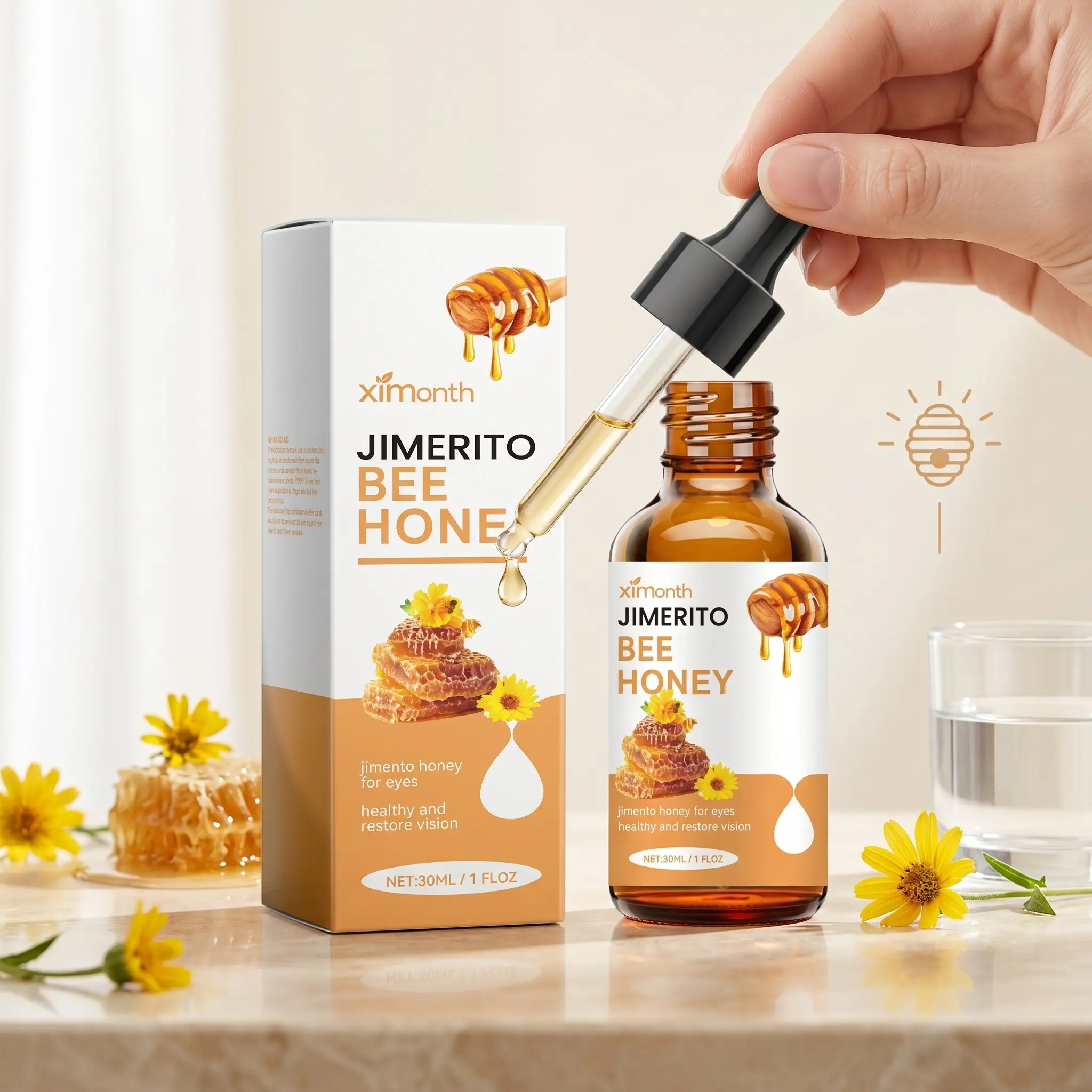 Honey Eye Cleansing Essence 30ML, Daily Use Eye Care Product, Eye Health Products, Moisturizing, Hydrating and Nourishing, Liquid Form, Non-Flammable, Single Item, Moisturizer