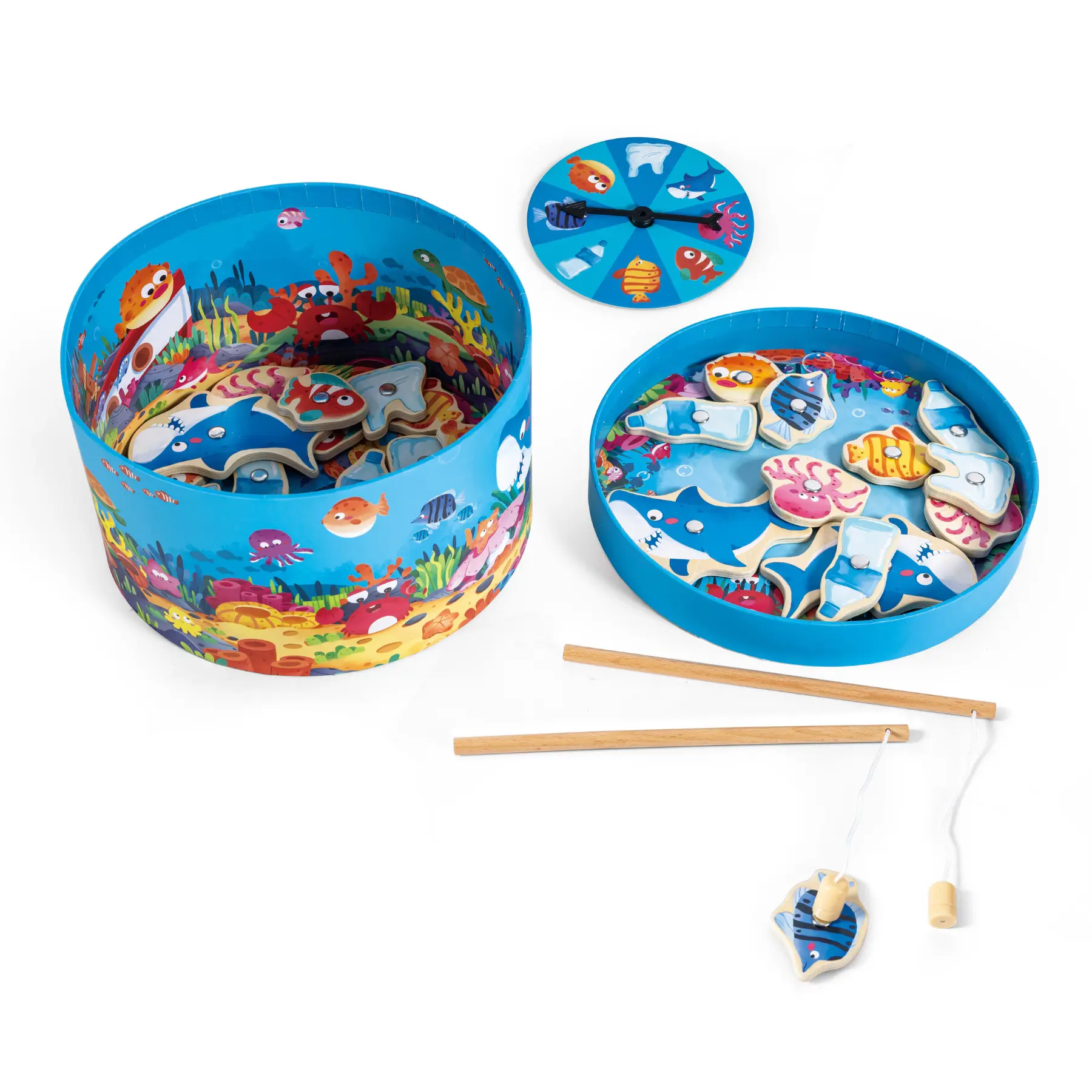 Hape Beech Wooden 2-in-1 Magnetic Fishing Board Game - Save the Seas Miniature Playset, Kids' Toy with Abundant Game Pieces, Iron Magnets to Improve Socialisation, Unisex
