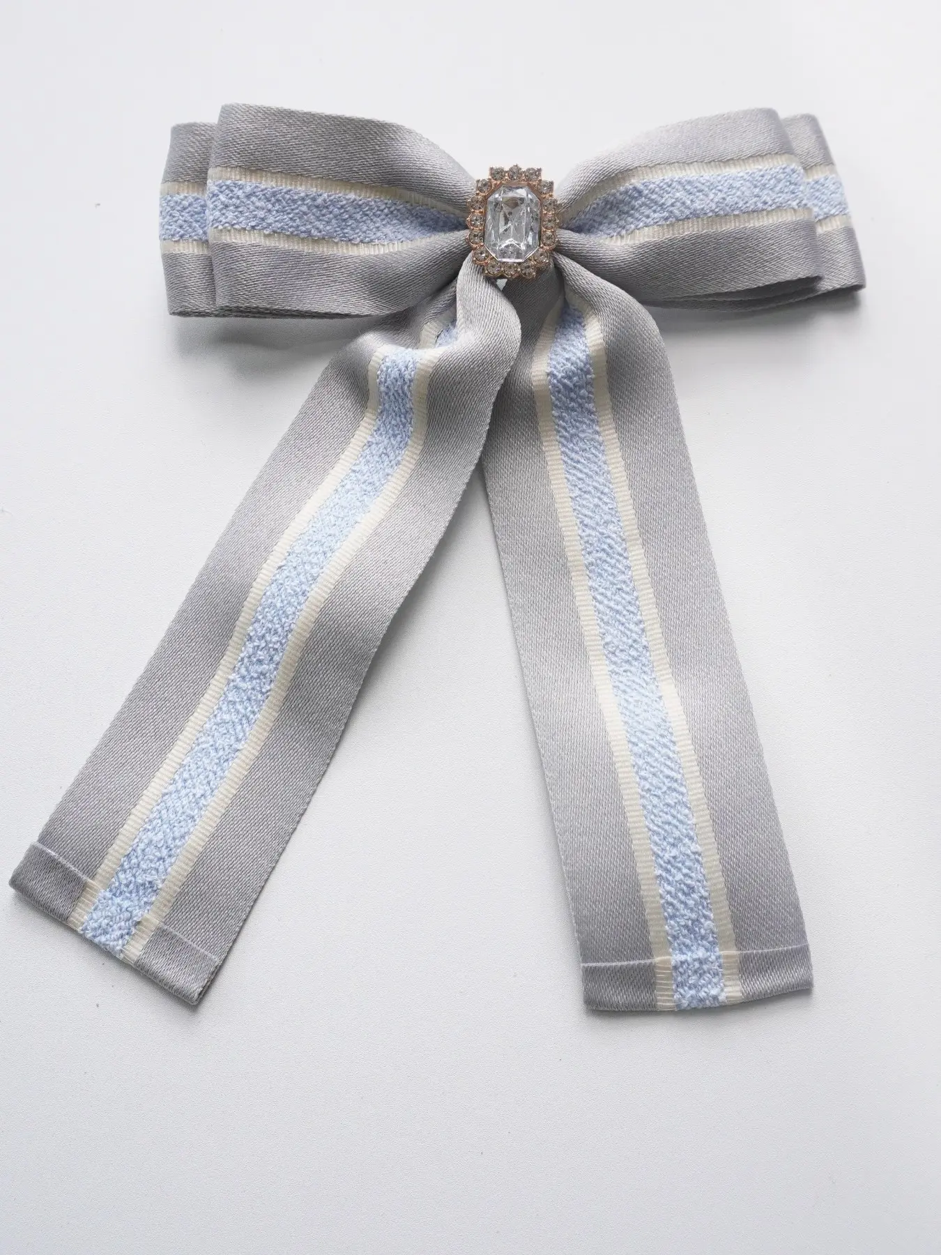 Blue Striped Bow Tie, Luxurious Rhinestone Draped Collar Accessory, Shirt Jk Uniform Accessories, College Style, Multicolor