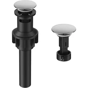 Bathroom Sink Drain with Overflow,  Universal Bathroom Sink Stopper for Bathroom  Vessel Sink, Plastic Pop-up Sink Drain with Hair Catcher Anti-Clog Strainer, Chrome