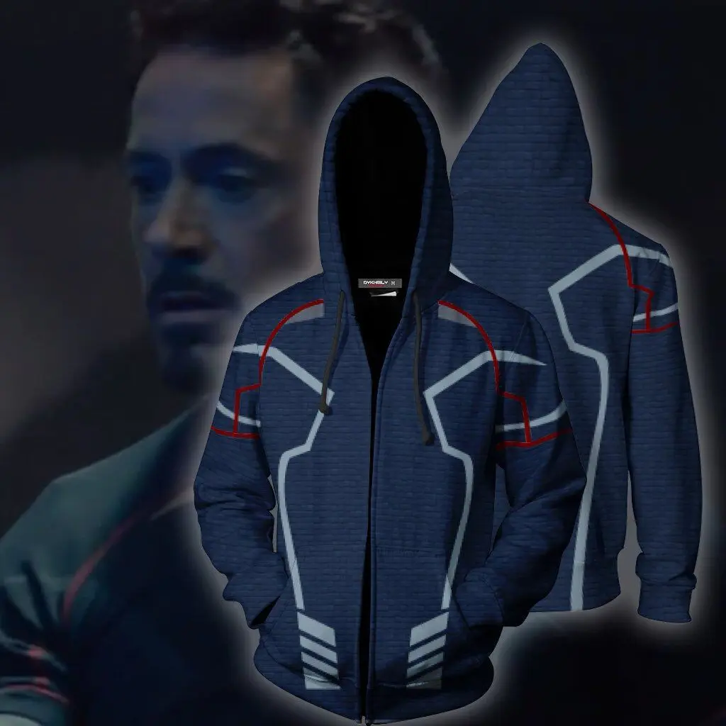 The Avengers Tony Stark 3D Printed Zipper Jacket Hoodie