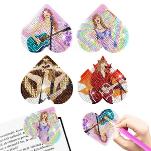 Diamond Art Corner Bookmarks, 4 Pcs DIY Kits for Book Lovers, Cute Diamond Painting Bookmarks Corner, Gifts for Women, Fans Merch, Adults (Music Style)