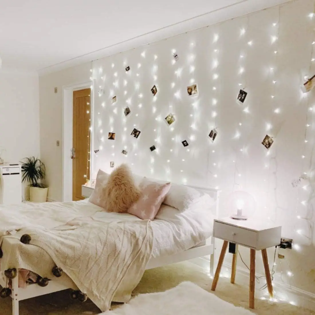 Lighting EVER Curtain Lights Cool White, 306 LED Plug in Hanging Fairy String Light for Bedroom Wall, Indoor Outdoor Backdrop Lighting for Wedding Party Patio